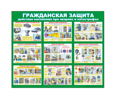 Информационный стенд "Гражданская защита" размером 1150x950 мм
