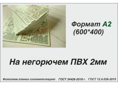 План эвакуации А2 (фотолюм.пленка, негорючий ПВХ 2 мм)
